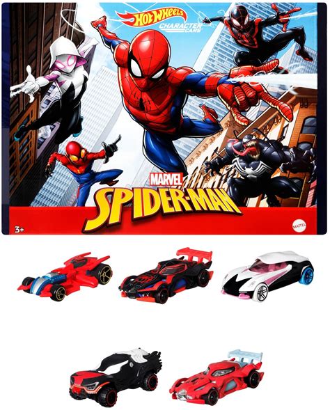 Buy Hot Wheels Marvel Spider-Man Character Cars 5-Pack of 1:64 Scale Vehicles, Includes Spider ...