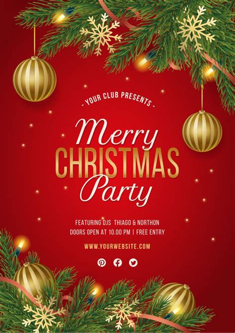 Free Vector | Red Christmas party poster | Christmas party poster, Christmas poster, Merry ...