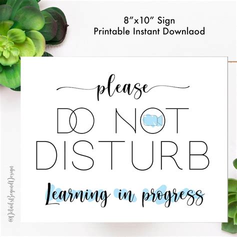 Please Do Not Disturb Learning in Progress Printable Sign Instant Download Zoom and Mask 8x10 ...