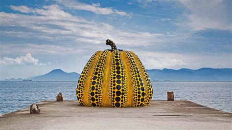 Yayoi Kusama's 'Pumpkin' artwork on Naoshima Island, Japan, in August 2018 - Bing Gallery