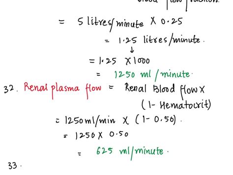 SOLVED: 34. Calculate the Filtration Fraction. P = Plasma Concentration ...