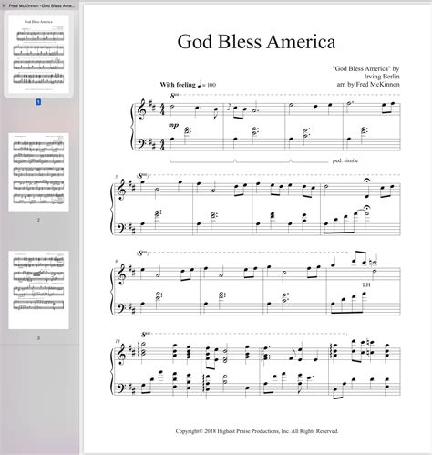 Piano Free Printable God Bless America Sheet Music - Printable Templates