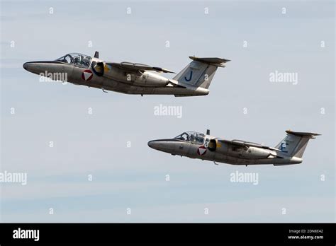 The Saab 105Ö twinjet trainer jet of the Austrian Air Force at the ...