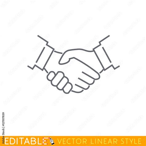 Handshake. Editable outline sketch icon. Stock Vector | Adobe Stock