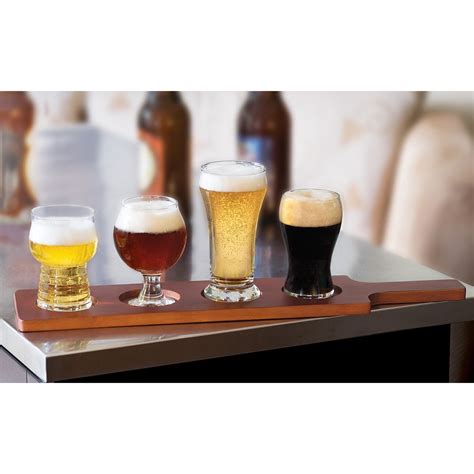 Libbey Craft Brews Beer Tasting Glasses with Wood Carrier, Clear 31009656189 | eBay