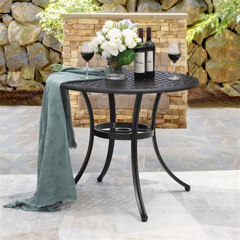 Nuu Garden 36 Inch Outdoor Round Patio Table Cast Aluminum Bistro Conversation Table with ...