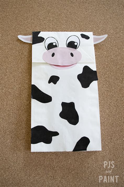 Paper Bag Cow Puppet Craft With Free Printable Template, 49% OFF