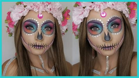 MAQUILLAJE CATRINA | HALLOWEEN | DIA DE MUERTOS ♥♥♥ SKULL MAKEUP TUTORIAL ♥♥♥ Andy Lo - YouTube