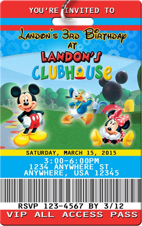 Mickey Mouse Birthday Invitation PLASTIC Mickey Mouse - Etsy