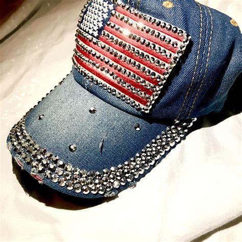 2000s Blingy American Denim Baseball Cap 🇺🇸 #y2k... - Depop