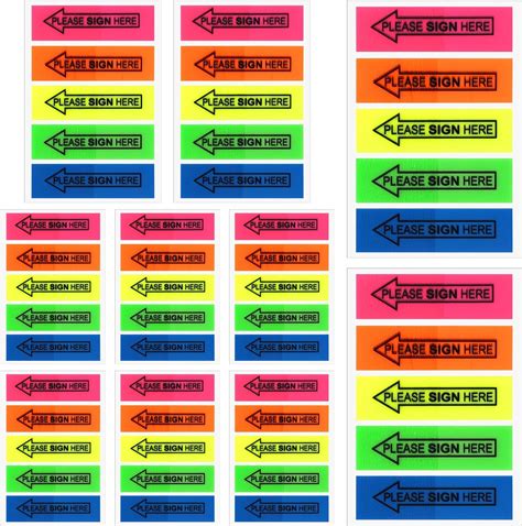 1000 Pcs Sign Here Tabs Sign Here Flags Sign Here Stickers Sign Here Labels Fluorescent Color ...