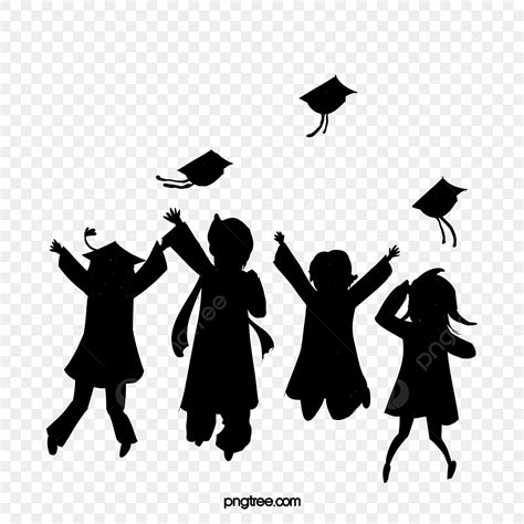 Black Graduation Cap Silhouette Vector PNG, Flat Black Creative Silhouette Of Graduation Cap ...