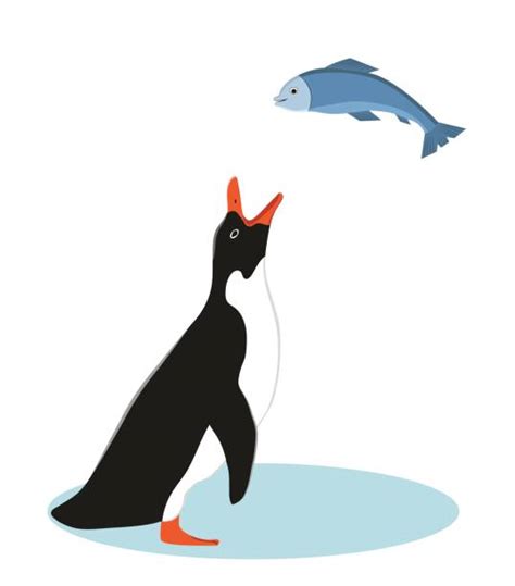 Penguin Eating Fish Clipart