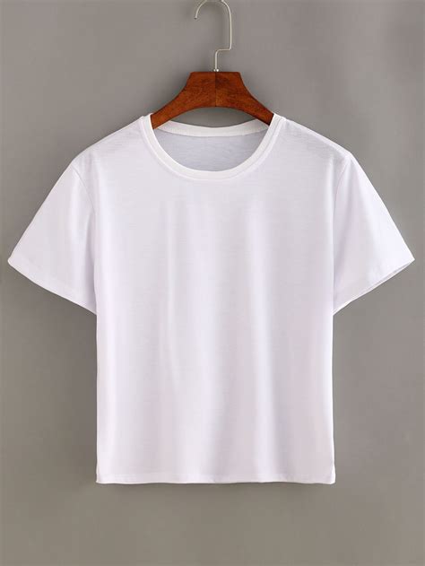 Short Sleeve Basic T-shirt -SheIn(Sheinside)