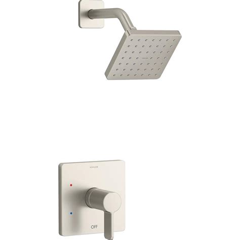 KOHLER Parallel 1-Handle Shower Trim Kit in Vibrant Brushed Nickel with 2.5 GPM Showerhead ...