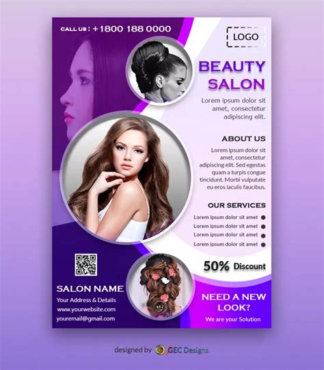 Free Beauty Salon Flyer Template is a good looking, modern, free flyer design, best suite for ...