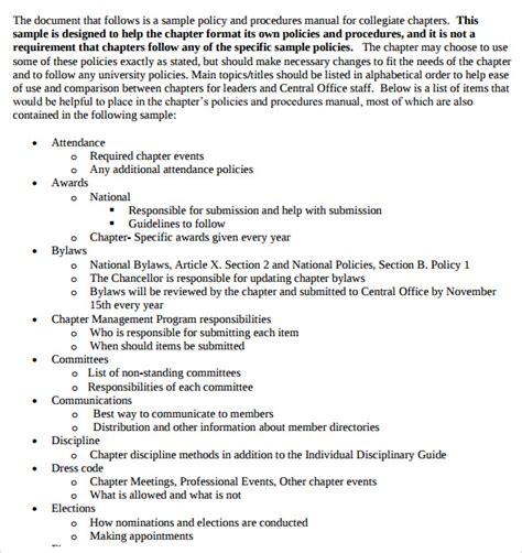 Sample Procedure Manual Template - 8+ Free Documents in PDF , Word