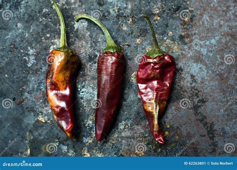 Dried chili peppers stock image. Image of dark, spicy - 62263801