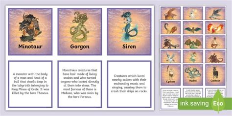 Ancient Greek Mythological Creatures Matching Cards | Twinkl