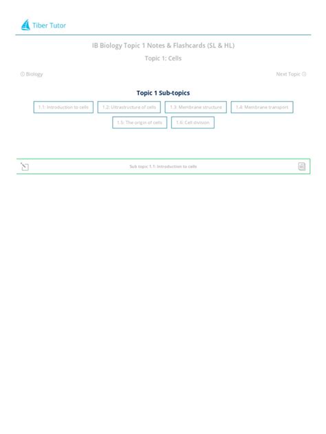 IB Biology Topic 1 Notes summary | PDF | Cell Biology