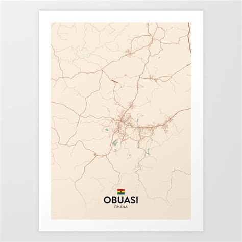 Obuasi, Ghana - Vintage City Map Art Print by IMR Designs | Society6