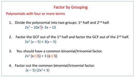 Factoring by grouping (solutions, examples, videos)