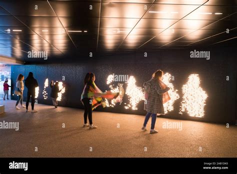 Wembley Park Royal Route underpass - Shadow Wall interactive art installation Stock Photo - Alamy