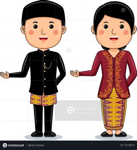 Best Couple wear Bundo Kanduang Illustration download in PNG & Vector format