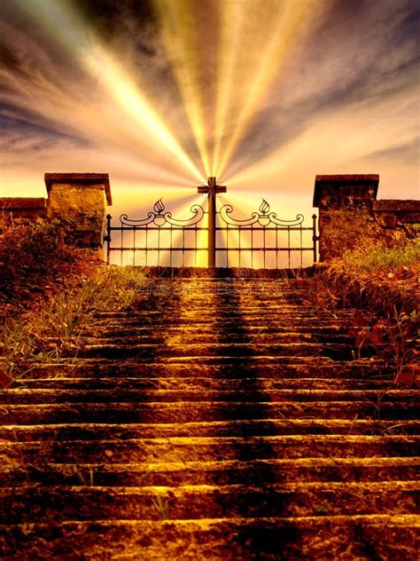 Stairway To Heaven. Cross and Gate. Stock Image - Image of heaven, gateway: 77495943