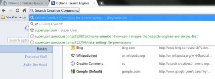 Chrome omnibar: How can I ensure that search engines are always first? - Super User