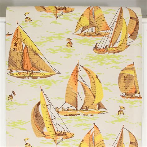 1960s Vintage Wallpaper Sailboats - Rosie's Vintage Wallpaper