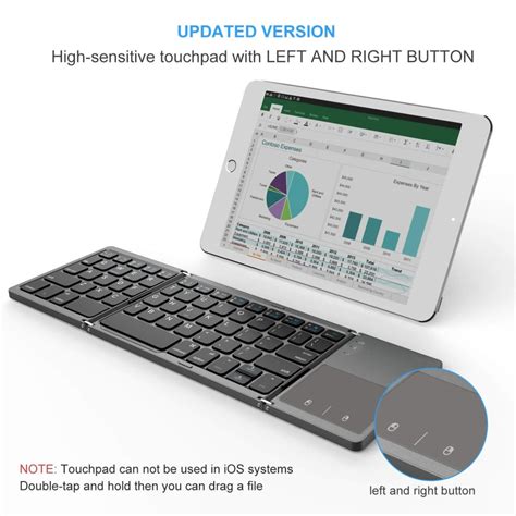 Foldable Bluetooth Keyboard Portable with Touchpad - Shopilk