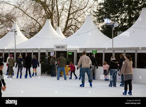 ice skating rink with ice skaters using it at hyde park winter ...