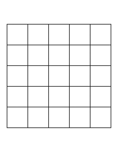 5 by 5 Grid | Bingo template, Free bingo cards, Template printable