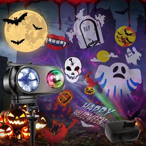 LAYADO Christmas Halloween Projector Lights, 12 Slides Patterns & 10 Colors Ocean Wave ...