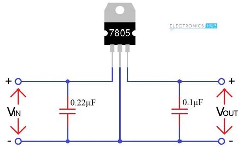 Understanding 7805 Voltage Regulator IC Basic Circuit Electronics Basics, Electronics Components ...