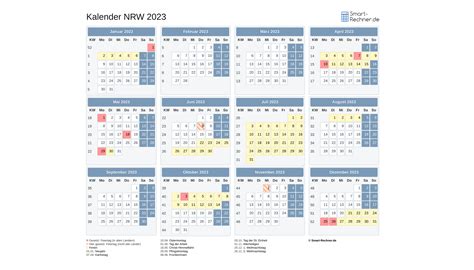 Kalender NRW 2023 | Ferien und Feiertage