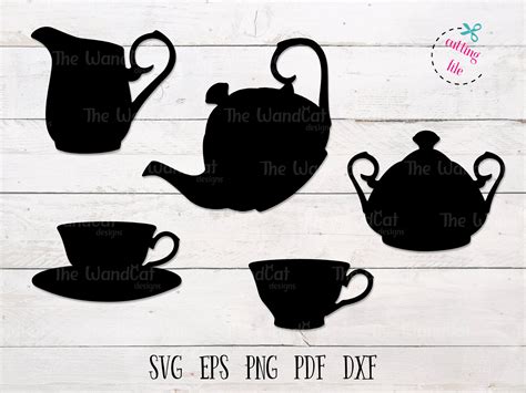 Tea Set Svg, Teacup Svg, Teapot Svg, Tea Time Svg Files for Cricut and Silhouette, Instant ...