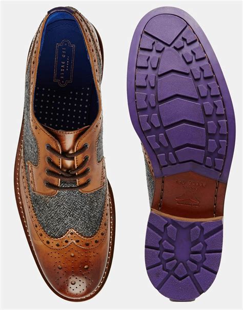 Ted Baker Cassiuss Herringbone Brogues in Brown for Men - Lyst