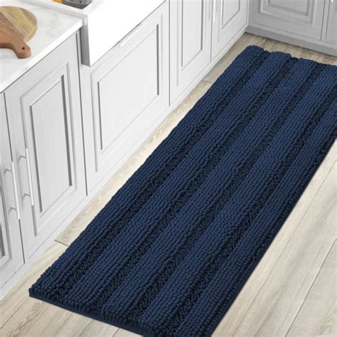 H.VERSAILTEX Chenille Bath Mats Non Slip Absorbent Bath Rugs, 59" x 20", Navy - Walmart.com