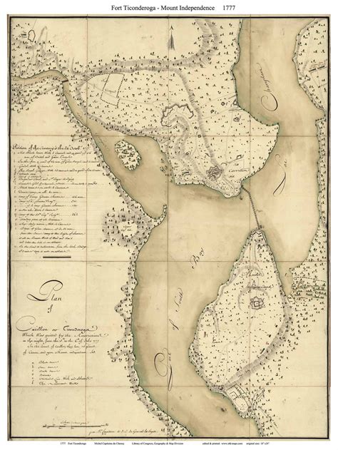 Fort Ticonderoga 1777 Military Battle Map Manuscript Old Map - Etsy