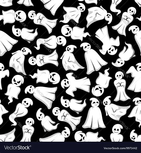 Halloween background with cartoon ghosts Vector Image