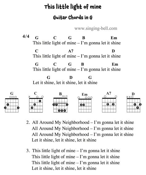 This Little Light of Mine Chords & Tabs for Guitar, Free PDF