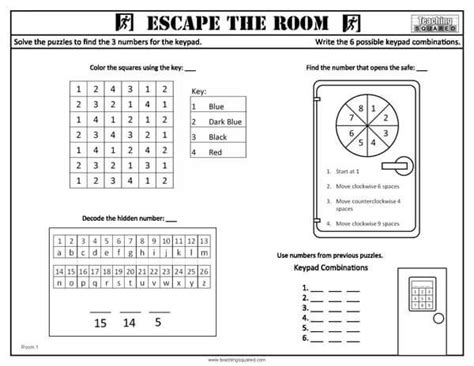 Escape the Room Worksheets | Escape room for kids, Escape room, Escape ...