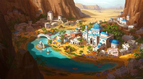 ArtStation - Oasis, MEMESU . | Fantasy concept art, Environment concept art, Fantasy artwork