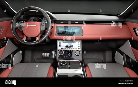 range rover velar with interior and black background Stock Photo - Alamy