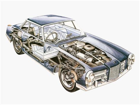 Facel Vega Facel II 1962 Cutaway Drawing in High quality