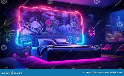 Design a Luxury Neon Bedroom with an Artistic Twist, Featuring Neon Art ...