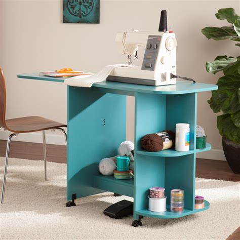 Expandable Rolling Sewing Table/Craft Station - Turquoise - 8505168 | HSN