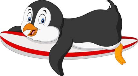 Premium Vector | Cartoon surfing penguin